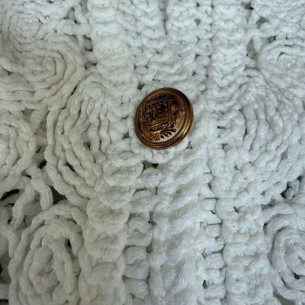 White cotton Crochet Button Cardigan flare sleeve size S? - Picture 8 of 8